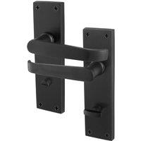 AFIT Black Bathroom Door Handles, 1 Pair Matt Black Backplate Bathroom | Size: 150mm x 150mm
