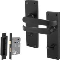 AFIT Black Bathroom Door Handles Set, 1 Pair Matt Black Backplate Handles | Size: 150mm x 150mm