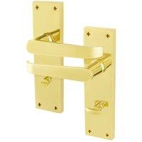 AFIT Brass Bathroom Door Handles, 1 Pair Polished Brass Backplate Bathroom in Gold | Size: 150mm x 150mm