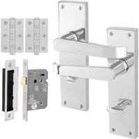 AFIT Chrome Bathroom Door Handles Set, 1 Pair Polished Chrome Hinges in Silver | Size: 150mm x 150mm