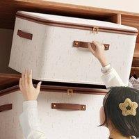 EONLION 8L Large Capacity Foldable Storage Box with Handles in Light Oak