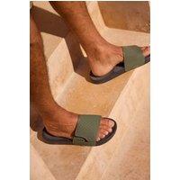 Weird Fish Men's Oliver Pool Sliders in Dark Olive | Size: 8