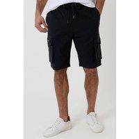 Threadbare Men's Elasticated Waist Stretch Cargo Shorts in Black | Size: Medium
