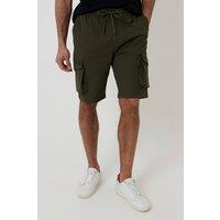 Threadbare Men's Elasticated Waist Stretch Cargo Shorts in Khaki | Size: XL