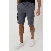 Threadbare Men's Elasticated Waist Stretch Cargo Shorts in Charcoal | Size: Medium