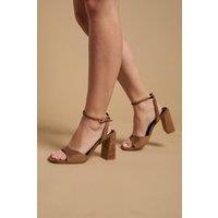 Oasis Women's Ollie Faux Suede High Block Heel Sandals in Tan | Size: 5
