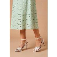 Dorothy Perkins Women's Davey Faux Leather Caged Front High Heel Stiletto Court Shoes in White | Size: 7
