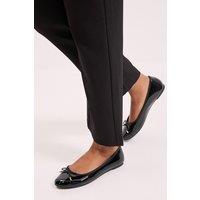 Dorothy Perkins Women's Penny Faux Patent Leather Comfort Ballerinas in True Black | Size: 4