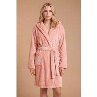 Dorothy Perkins Women's Velour Hooded Short Dressing Gown in Pink | Size: XL