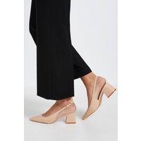 Dorothy Perkins Women's Patricia Faux Leather Slingback Medium Block Heel Court Shoes in Beige | Size: 5