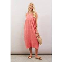 Wallis Women's Textured Sleeveless V Neck Midaxi Dress in Coral | Size: 14