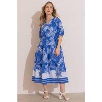 Klass. Women's Botanical Print Midaxi Dress in Blue | Size: 12