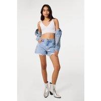 Pink Vanilla Women's Light Blue Star Embellished Denim Shorts | Size: Small