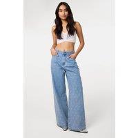 Pink Vanilla Women's Light Blue Heart Embellished Jeans | Size: Small