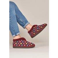 Moshulu Women's 'Bo' Short Spotty Bootie Slippers in Dark Red | Size: 7