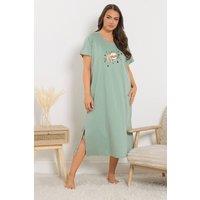 Yours Women's Sloth Print Nightdress in Light Green | Size: 26-28