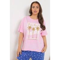 Yours Women's Slogan Pyjama Top in Light Pink | Size: 34-36