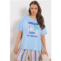 Yours Women's 'Dream By The Sea' Pyjama Top in Light Blue | Size: 14-16