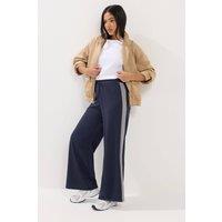 PixieGirl Women's Petite Side Stripe Trousers in Mid Navy | Size: 6S