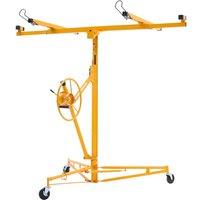 11ft Steel Drywall Lifter with Locking Casters | Telescopic Panel Hoist for Walls/Ceilings | Heavy-Duty Construction Lift Tool in Yellow
