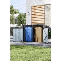 Garden Sanctuary Outdoor Garden Metal Garbage Can Storage Shed in Dark Grey