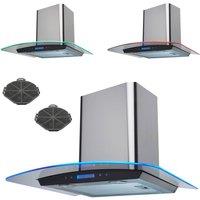 SIA 60cm Touch Control LED Curved Cooker Hood with Carbon Filter in Silver
