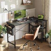 BEXEVUE 100cm Black L-Shaped Computer Gaming Desk Reversible Power Outlets | Size: 100 cm