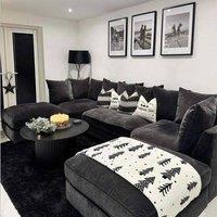 Home & Love Rio Bishop U Shape Cinema Sofa Scatterback Corner Sofa - Black