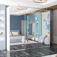 Sliding Wardrobes 4U Modern Double Door Sliding Wardrobe W250cm x H217cm x D62cm in White