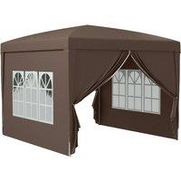 Matteo 3x3m Pop Up Gazebo with Removable Walls & Windows - Wedding Tent in Brown