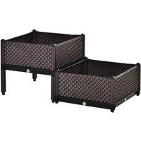 Matteo Set of 2 Raised Garden Planter Boxes - Self-Watering Design - Brown | Size: 2kg