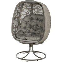 Matteo Swivel Padded Egg Lounge Chair - Foldable Metal Frame - Sand Brown