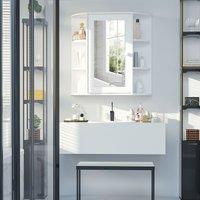 HOMCOM Wall Mount Mirror Cabinet Storage Bathroom Cupboard Single Door in White