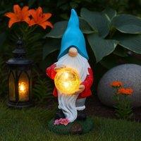 Voltico LED Garden Gnome with Crystal Ball Garden Ornament 31cm