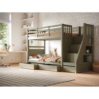 Flair Lunar Staircase Bunk Bed with Storage in Green | Size: Single