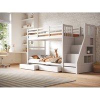 Flair Lunar Staircase Bunk Bed with Storage in White | Size: Single