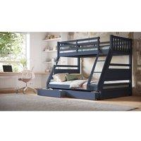 Flair Ollie Wooden Triple Bunk Bed with Drawers in Blue | Size: Double