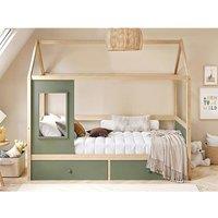 Flair Ted Play House Wooden Bed with Storage in Green | Size: Single