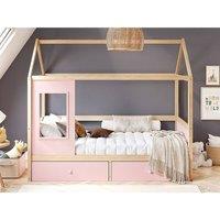Flair Ted Play House Wooden Bed with Storage in Pink | Size: Single