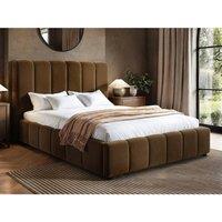 Solace+Co Emilie Ribbed Ottoman Bed Brown Velvet | Size: Single