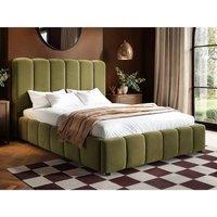 Solace+Co Emilie Ribbed Ottoman Bed Green Velvet | Size: Double