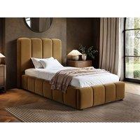 Solace+Co Emilie Ribbed Ottoman Bed Mocha Velvet in Brown | Size: King