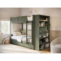 Flair Ruby Wooden Bunk Bed with Storage in Green | Size: Single