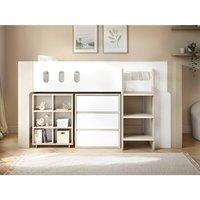 Flair Willow Mid Sleeper with Desk & Storage White & Oak | Size: Single