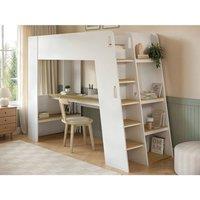 Flair Fern Staircase High Sleeper White & Oak | Size: Single