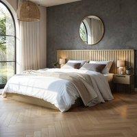 Solace+Co Taylor Hotel Ottoman Bed with Side Tables Light Wood in Brown | Size: Double