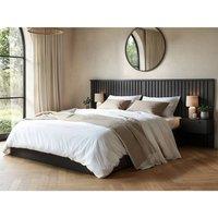 Solace+Co Taylor Hotel Ottoman Bed with Side Tables Black | Size: Double