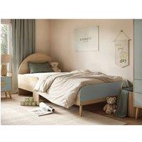 Flair Noah Single Curved Headboard Bed Oak in Green