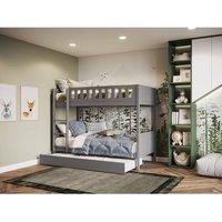 Flair Bea Wooden Bunk Bed with Trundle in Grey | Size: Single