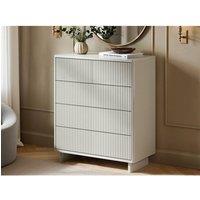Solace+Co Velmor Ribbed Chest of 5 Drawers in White